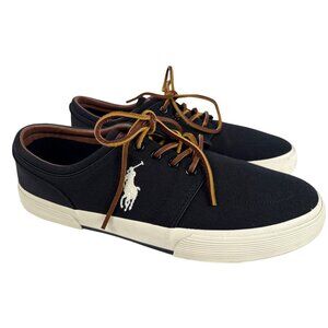 Polo Ralph Lauren Men's Faxon Low-Top Black Canvas Sneaker Size 11.5